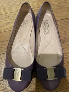 Ferragamo パープル バレエフラットシューズ