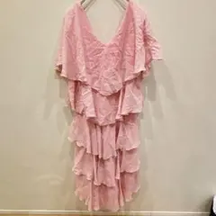 美品✨️【10号】一点ものブライダル カラードレス ピンク フリル マーメイド