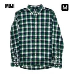 MUJI　無印良品　ギンガムチェックシャツ　グリーン系　Mサイズのサムネイル