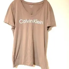 Calvin Klein ベージュ Vネック Tシャツ　L/G