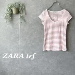 〝ザラティーアールエフ〟ZARA trf【M】Vネック半袖Tシャツ ボーダー