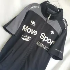 DESCENTE Move Sport 半袖 ハーフジップ シャツ ブラック