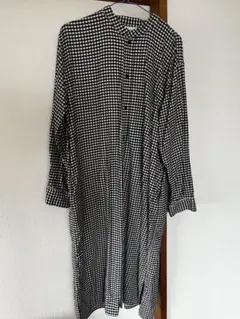 無印良品チェック柄ロングシャツワンピース S-M