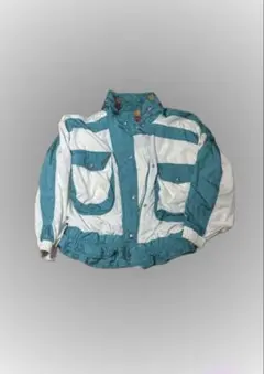 ナイロンジャケット　ライトグリーン　白　ヴィンテージ　古着　M
