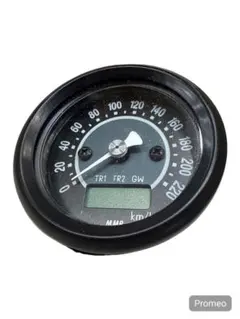 48mm インジケーター付きスピードメーター ブラック 黒盤 白光 015999 