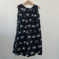 ノースリーブワンピース モノトーン リボン ワンピース 女の子服 120 夏服
