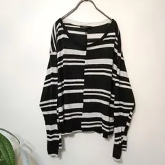 Y2K DIESEL 切替ボーダーカットソー グランジ ロンT バイカラー 短丈