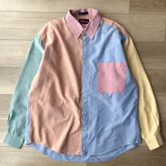 90s 00s マルチカラー 長袖シャツ BDシャツ ボタンダウン L
