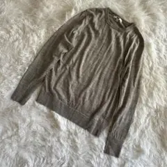 UNIQLO ユニクロ ニット セーター グレー 長袖 薄手 L ウール100%