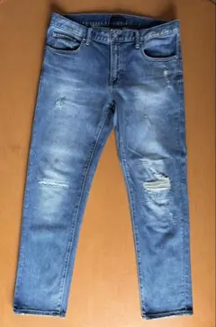 ユニクロ ダメージ加工 デニム スリムフィット ストレート ジーンズ 33