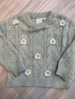 ZARA フラワーモチーフ ケーブルニット セーター 3-4歳 104cm