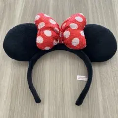 ミニーマウス カチューシャ 赤い水玉リボン