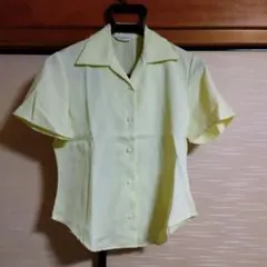 黒*中様 lazapaulle 半袖ストライプシャツ 淡い黄色 ９号　ポリエステ
