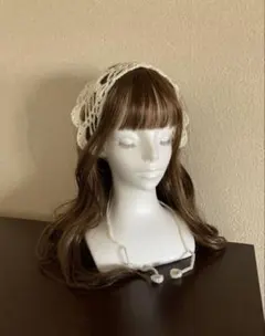 バブーシュカ ボンネット ヘッドドレス 森ガールy2k かぎ編み レース フリル