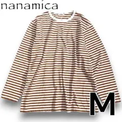ナナミカ 日本製 ボーダー柄 クルーネック 長袖 Tシャツ カットソー M