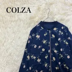 COLZA ネイビー 花柄 ジャンパー ブルゾン S
