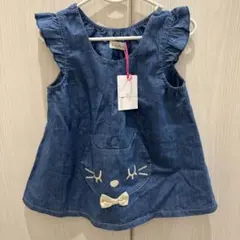 新品タグ付き　KP デニムワンピース　薄手　ノースリーブ　90cmのサムネイル