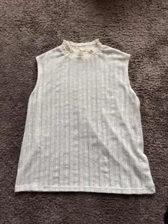GU ホワイト レース編み ノースリーブシャツ XL