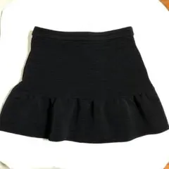 訳あり　黒リブ編み フレアミニスカート