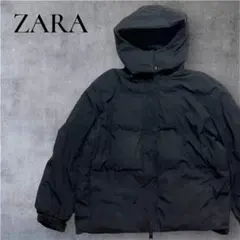 ZARA ダウンジャケット ブラック S フード　ザラ フードパファージャケット