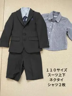 オリバーハウス　110cm 黒ショートパンツスーツとシャツセット