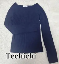 Te chichi テチチ トップス リブニット 長袖 ネイビー F ニット