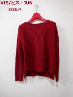 VIS/ビス・JUN☆ニット編みセーター/裾スリット入/ビッグシルエット・Ｍ