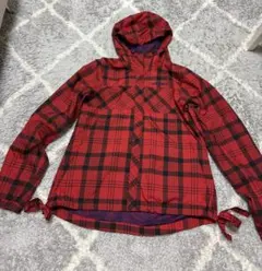 adidas フード付きマウンテンパーカー 赤・黒チェック