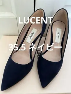 LUCENT 高級スエード レザーパンプス　ネイビー　35.5 イタリア製