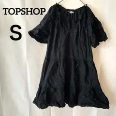 TOPSHOP 【Ｓ】ブラック 半袖 ひざ丈ワンピース UK6のサムネイル