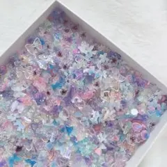 【50個】ブルーパープル素材mix ネイルパーツ デコパーツ まとめ売り 量産型
