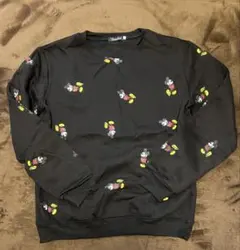 ミッキーマウス プリント 黒 トレーナー　裏起毛