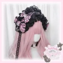 ♡ No.9 姫ギャル ヒョウ柄 ティアラ＆リボンヘッドドレス pink ♡