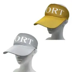 ビーチハット サンハット バイザー レディース ２個セット グレー マスタード