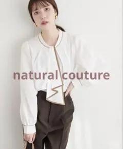 natural couture 配色ボウタイ2WAYブラウス　フリーオフホワイト