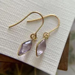 A760：アメジスト／枠留めダイヤカット／天然石ピアス