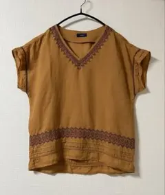 SHIPS シップス　リネン 100%刺繍 フレンチスリーブ　ブラウス　シャツのサムネイル