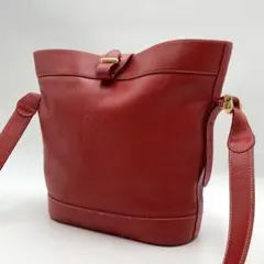 美品✨ LOEWE 人気ヴィンテージ ショルダーバッグ バケット 赤系 レザー