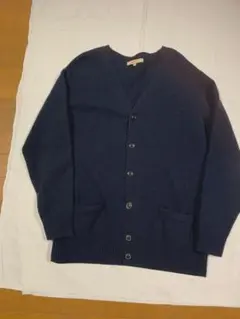 美品ユニクロ LAMBSWOOL Vネックカーディガン メンズ　紺　　L