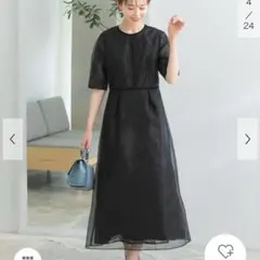 kaene　シアーレースパイピングドレス ブラックのサムネイル