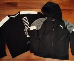 Puma フード付きジャケット140 + スウェット起毛付140 ブラック