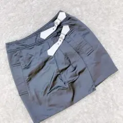 トミーヒルフィガー ミニスカート スポーティー 光沢 ブラック Sサイズ ベルト