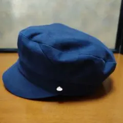 ネイビー コットン キャスケット ボタン付き