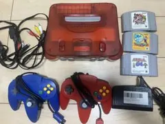 NINTENDO64 本体 クリアレッド コントローラー2個 ゲーム3本付き