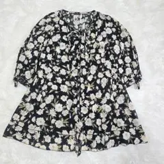 美品✨インゲボルグ フラワー ブラウス リボン フリル リネン混