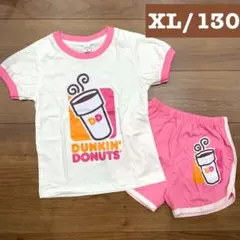 新品未使用XL130ダンキンドーナツ柄ロゴTシャツセットアップ海外子供服