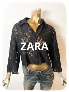 ☘️T21022☘️ZARA レース襟付きシャツ M