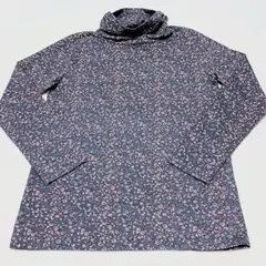 【美品】ハニーズ かわいい小花柄 タートルネック グレー 長袖カットソー