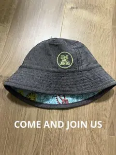 COME AND JOIN US キッズデニムグレー バケットハット裏地アニマル