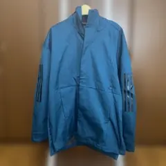 adidas フード付きナイロンジャケット 青　キャンプ　アウトドア　サイズO